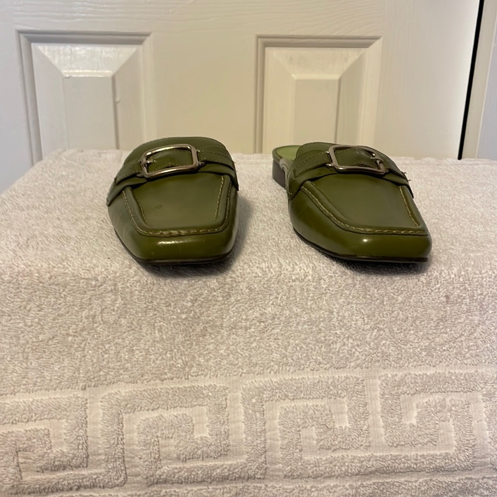Michelle D, olive green flats
